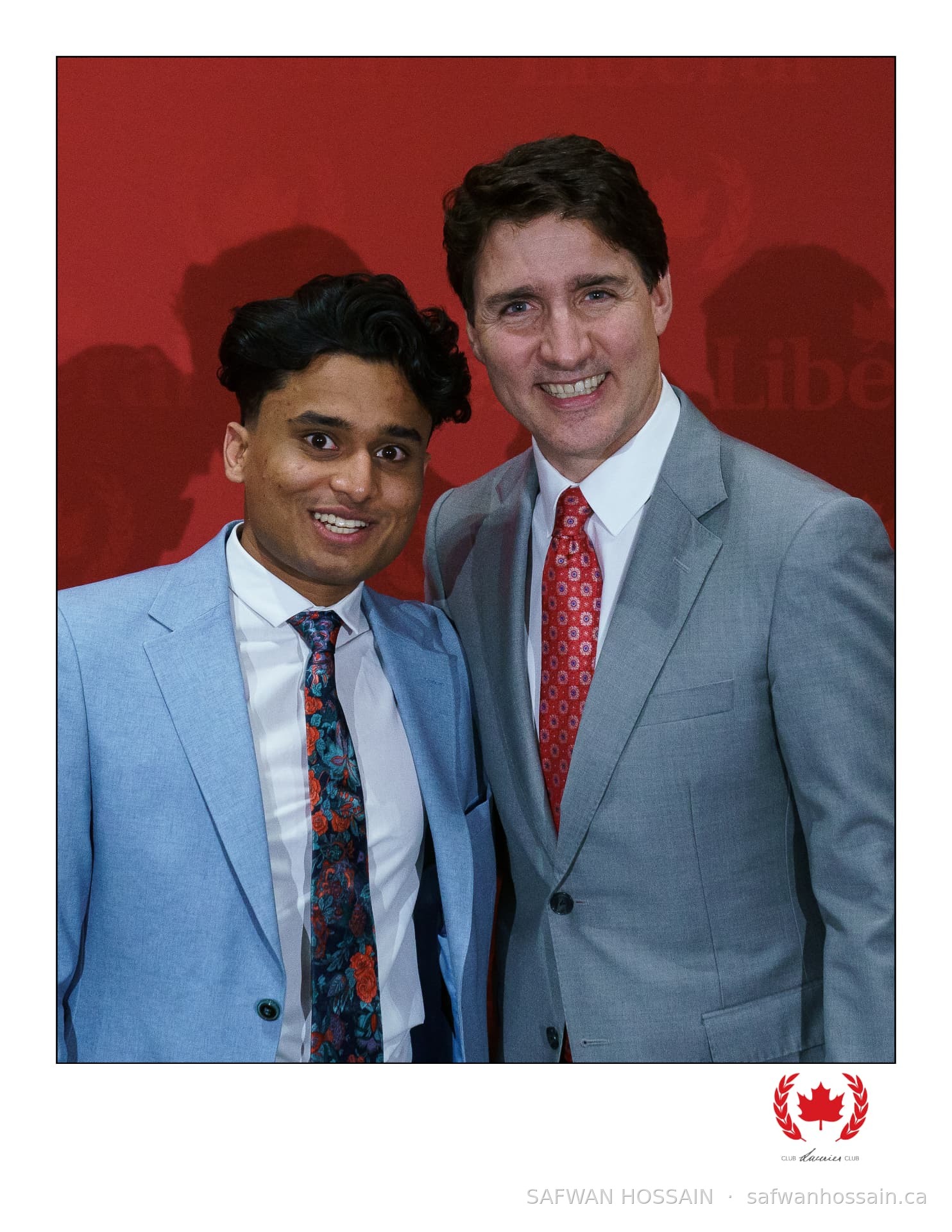 Safwan Hossain with Prime Minister Justin Trudeau at a Laurier Club event