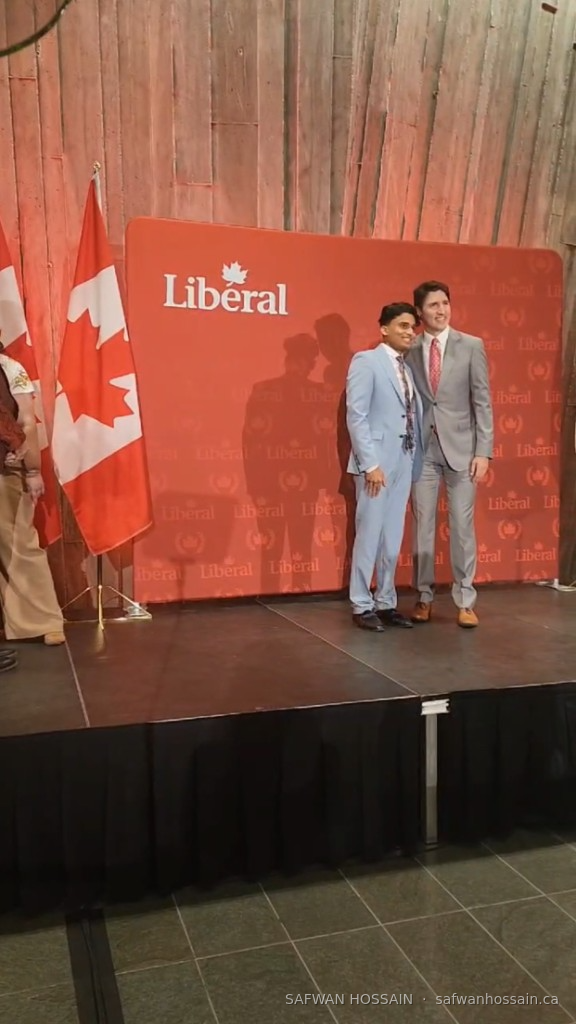 Safwan Hossain photographed with Justin Trudeau